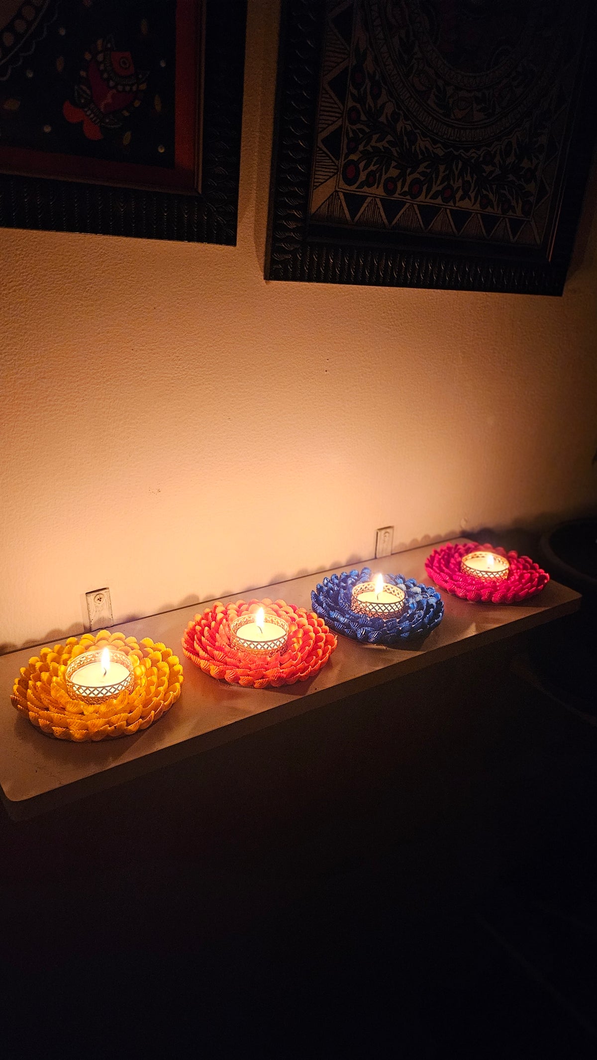 Festive Floral Tealight Candle Holder pack of 6