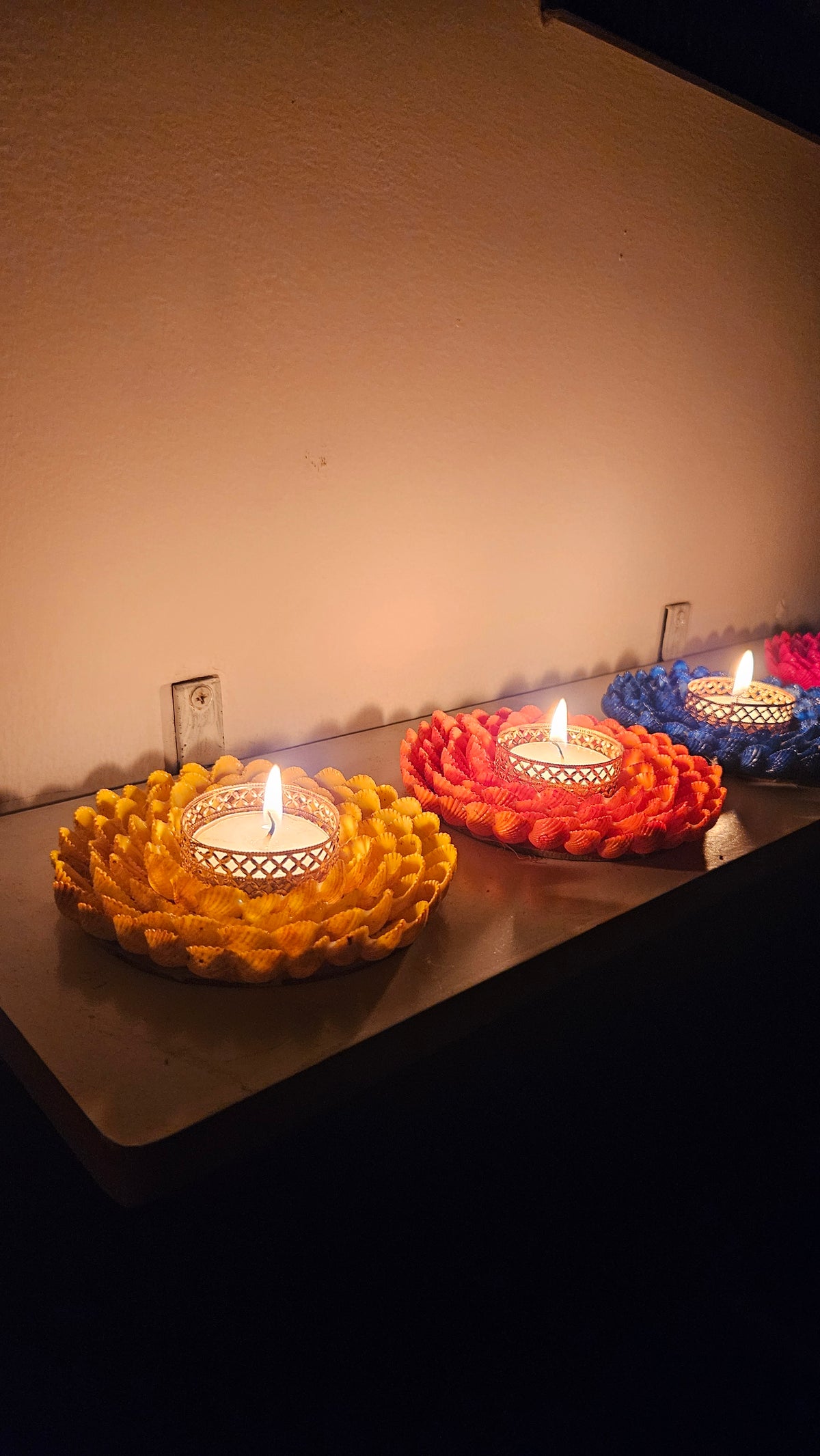 Festive Floral Tealight Candle Holder pack of 6