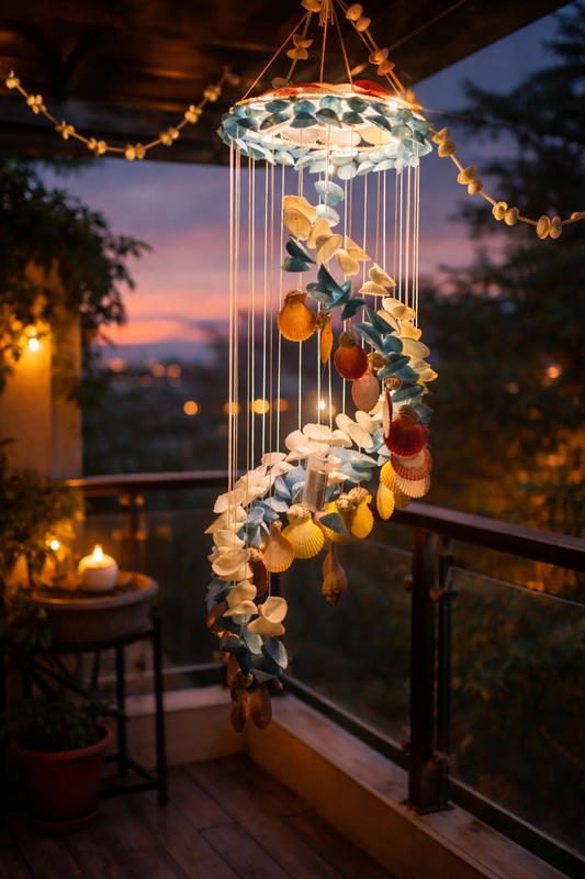 Bohemian Seashell LED Wind Chime 40Inch - Shellkrafts
