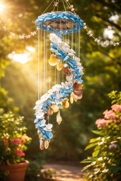 Bohemian Seashell LED Wind Chime 40Inch - Shellkrafts