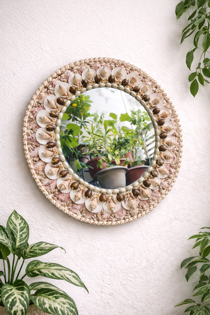 AquaShell Luxe Boho Wall Mirror - Shellkrafts