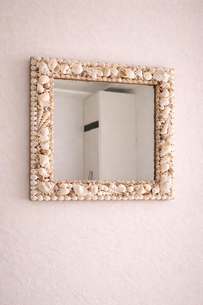 Handcrafted Seashell Square Mirror 18x18inch - Shellkrafts