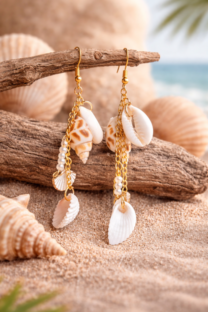 Pearl Chain Earrings - Shellkrafts