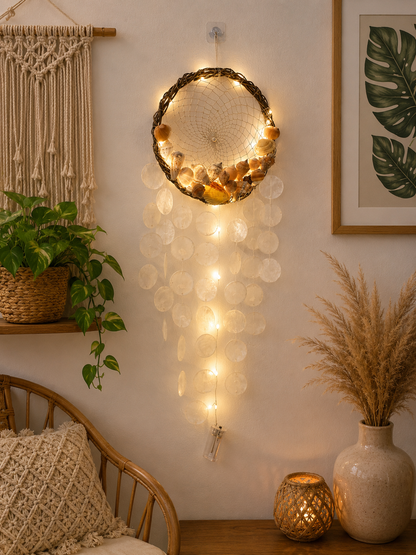 Boho Capiz LED DreamCatcher - Shellkrafts