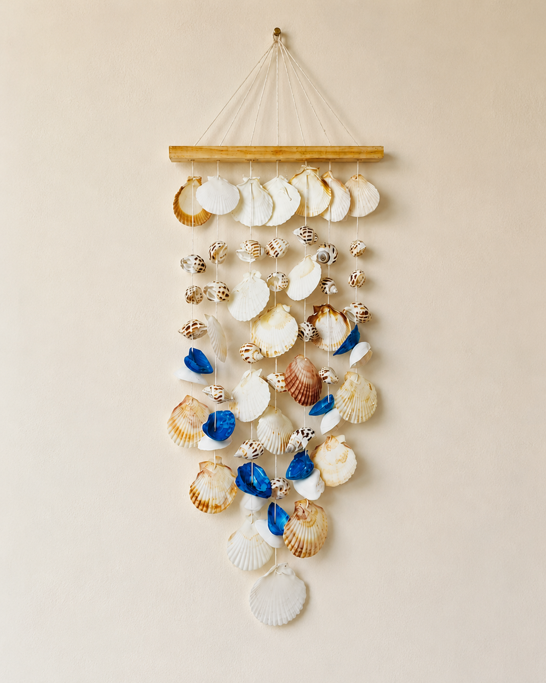Wooden Mix sea shell windchime 25inch - Shellkrafts