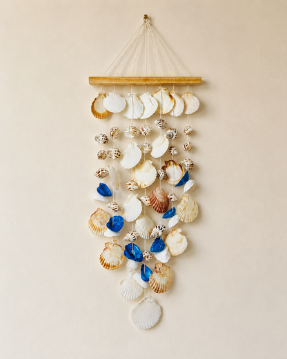 Wooden Mix sea shell windchime 25inch - Shellkrafts