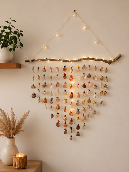 Wooden Boho SeaShell Wall hanging With LED Light - Shellkrafts