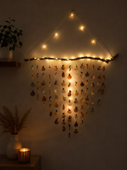 Wooden Boho SeaShell Wall hanging With LED Light - Shellkrafts