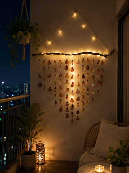 Wooden Boho SeaShell Wall hanging With LED Light - Shellkrafts