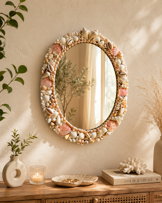 Seaside Elegance Decorative Shell Mirror - Shellkrafts
