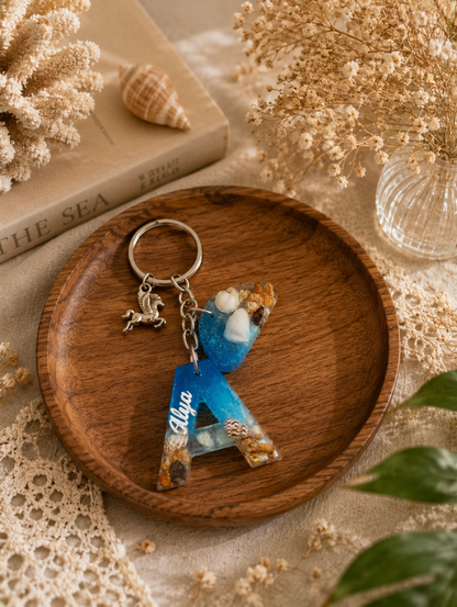 Customised Ocean Resin Alphabet Keychains – Personalized Keychain - Shellkrafts