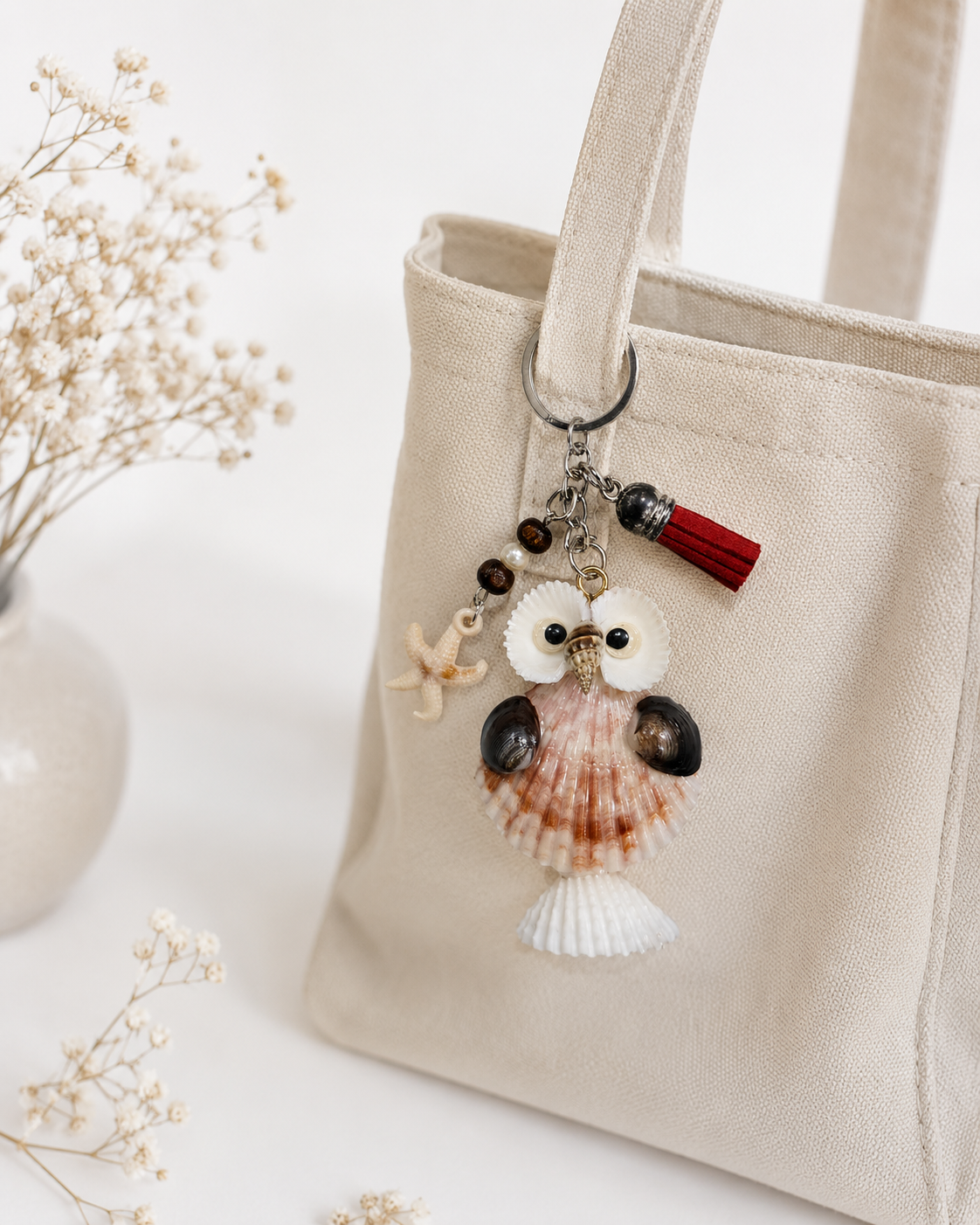Cute Seashell Owl Charm Boho accessories