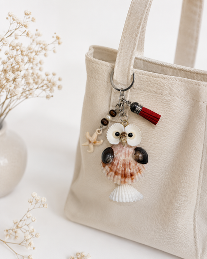 Cute Seashell Owl Charm Boho accessories - Shellkrafts