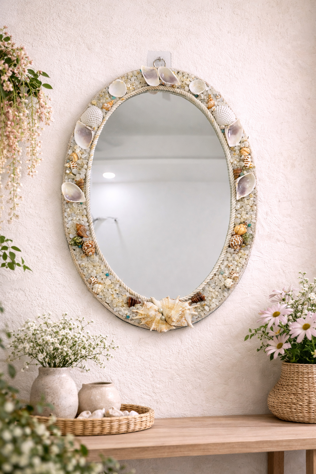 Coastal Seashell Mirror – Handcrafted Ocean-Inspired Wall Décor - Shellkrafts