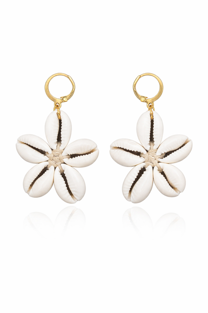 Bohemian Cowrie Shell Flower Earrings for Women - Shellkrafts