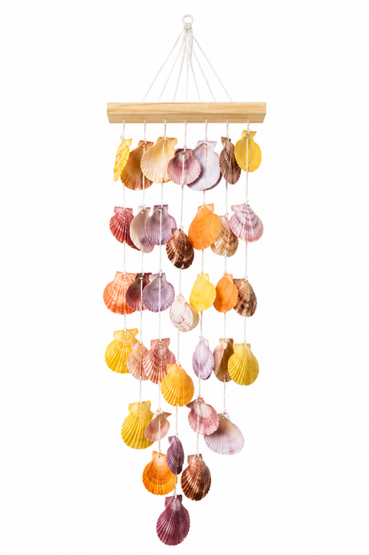 Handmade Seashell Wall Hanging – Coastal Boho Shell Wind Chime - Shellkrafts
