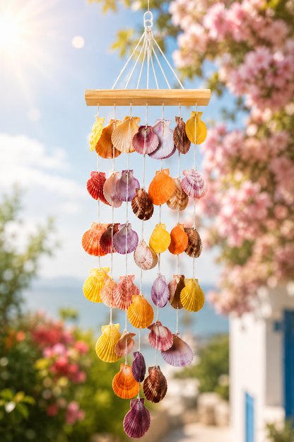 Handmade Seashell Wall Hanging – Coastal Boho Shell Wind Chime - Shellkrafts