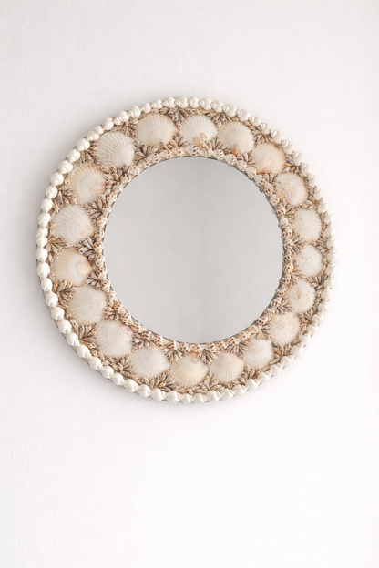 Coastal Charm Handcrafted Shell Mirror – Round Wall Decor 2ft - Shellkrafts