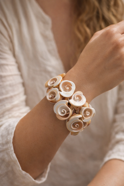 Natural Sea Shell Spiral Bracelet|Beach-Inspired Boho Jewelry - Shellkrafts