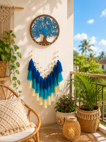Handcrafted Tree of Life Wall Hanging with Tassels & Seashells – Boho Macramé Home Décor