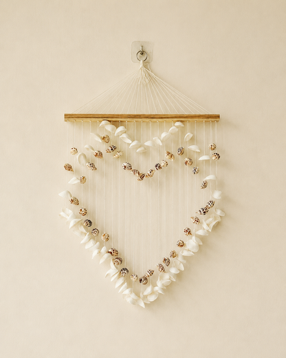 Heart-Shaped Sea Shell Wall Hanging – Coastal Boho Decorative Accent - Shellkrafts