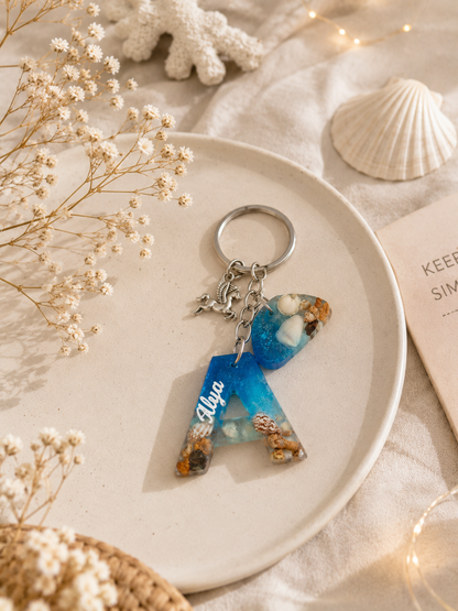 Customised Ocean Resin Alphabet Keychains – Personalized Keychain - Shellkrafts