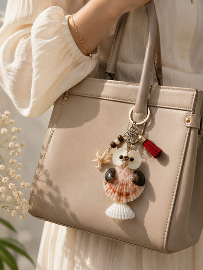 Cute Seashell Owl Charm Boho accessories - Shellkrafts
