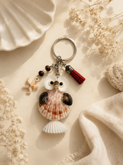 Cute Seashell Owl Charm Boho accessories - Shellkrafts