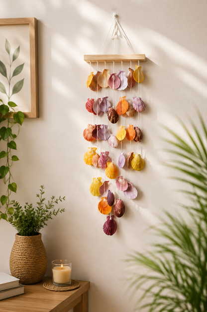 Handmade Seashell Wall Hanging – Coastal Boho Shell Wind Chime - Shellkrafts