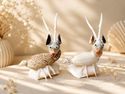 Handmade Seashell Deer Figurines – Coastal Decorative Miniature Set - Shellkrafts