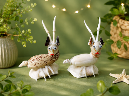 Handmade Seashell Deer Figurines – Coastal Decorative Miniature Set - Shellkrafts