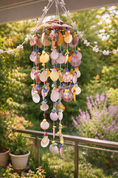 Bohemian Seashell Wind Chime with Warm Ambient Lights - Shellkrafts
