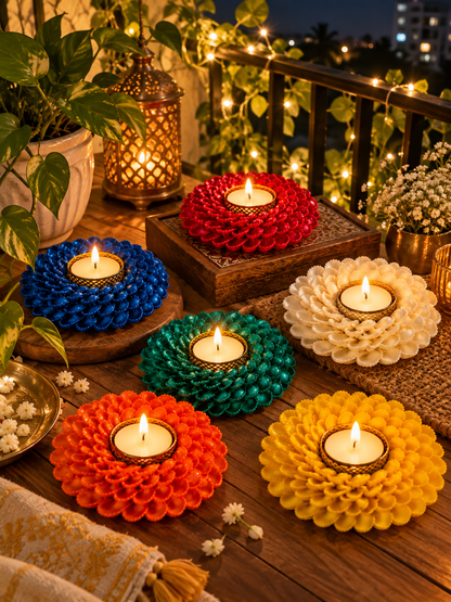 Festive Floral Tealight Candle Holder pack of 6