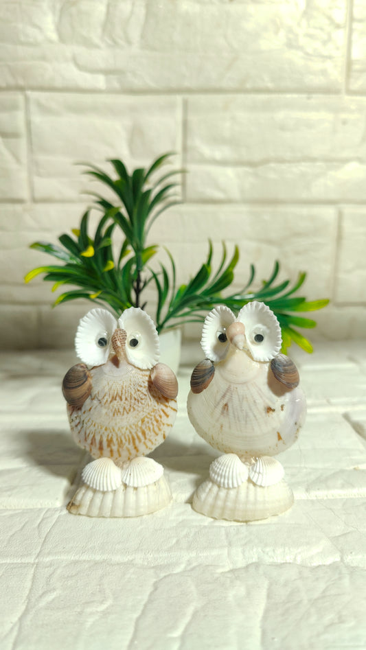 Coastal Wisdom Shell Owl Decor