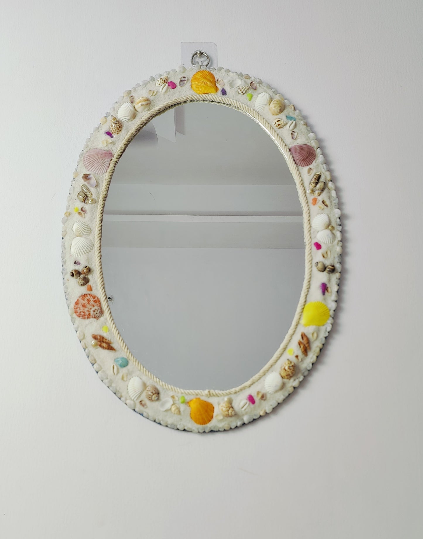 Costal sea shell Mirror-Handcrafted with white sand 16x22inch