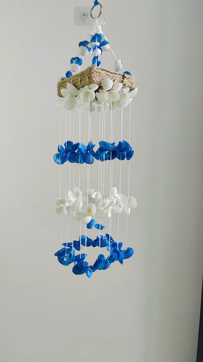 Blue Mini Sea shell Hanger for Home decor 15inch - Shellkrafts