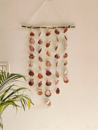 Natural Sea Shell Wall Hanging Décor - Boho Coastal Charm - Shellkrafts