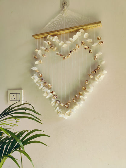 Heart-Shaped Sea Shell Wall Hanging – Coastal Boho Decorative Accent - Shellkrafts