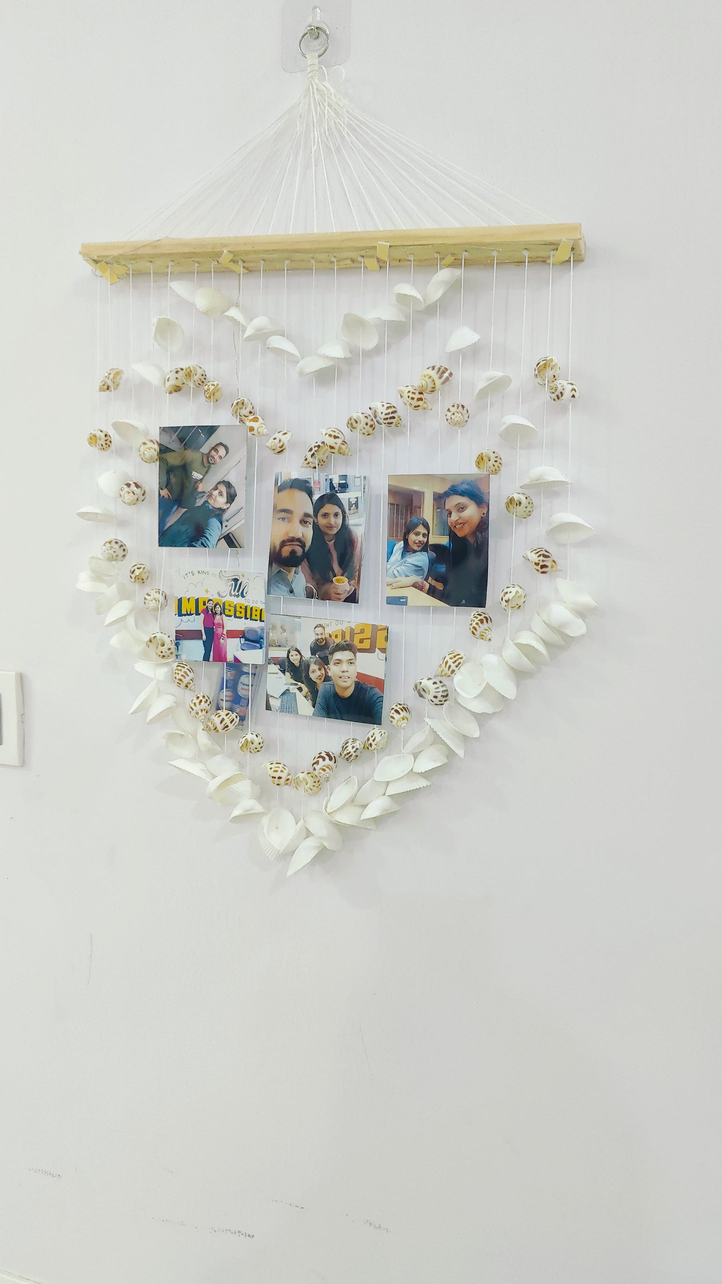 Personalized Heart-Shaped Sea Shell Wall Hanging with LED Lights and Photos