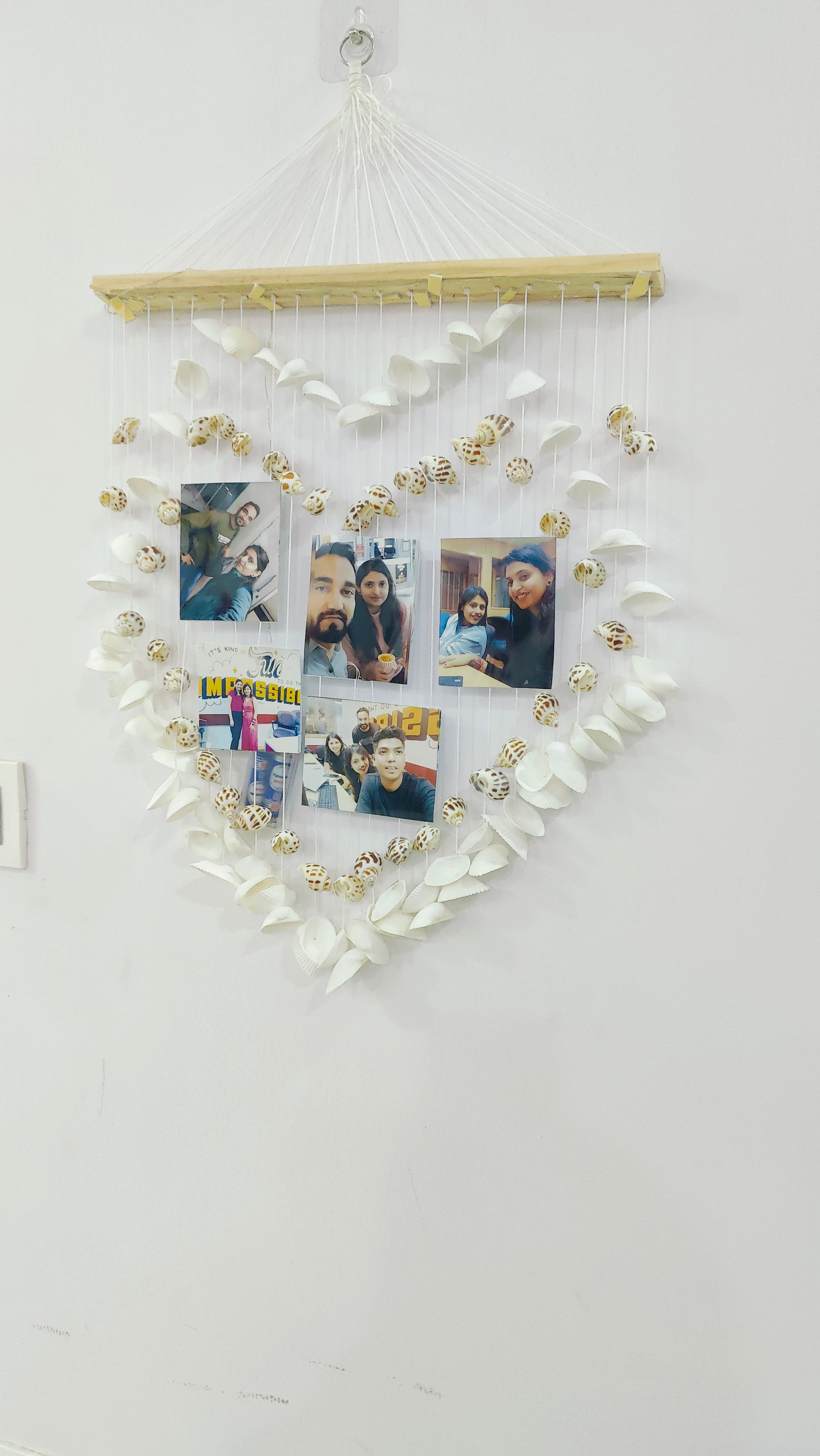 Heart-Shaped Seashell Photo Wall Hanging – Handcrafted Coastal memorable collage 17x23inch - Shellkrafts