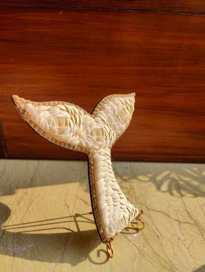 Handmade Seashell Mermaid Tail Décor – Coastal Boho Accent Piece - Shellkrafts