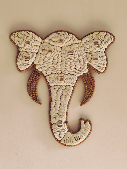 Handcrafted Elephant Wall Décor – Intricate Woven Design - Shellkrafts