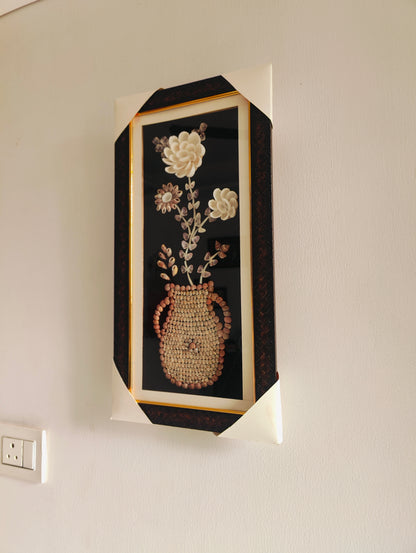 Handcrafted Seashell Flower Art in Decorative Frame - Shellkrafts