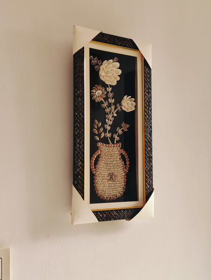 Handcrafted Seashell Flower Art in Decorative Frame - Shellkrafts