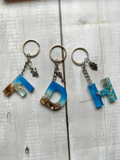 Handmade Resin Beach Keychain with Charm - Shellkrafts