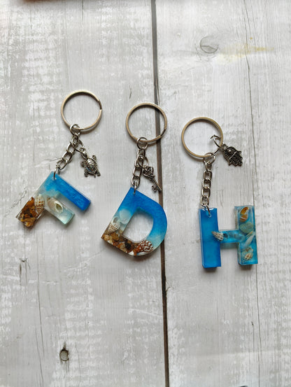Handmade Resin Beach Keychain with Charm - Shellkrafts