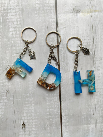 Handmade Resin Beach Keychain with Charm - Shellkrafts
