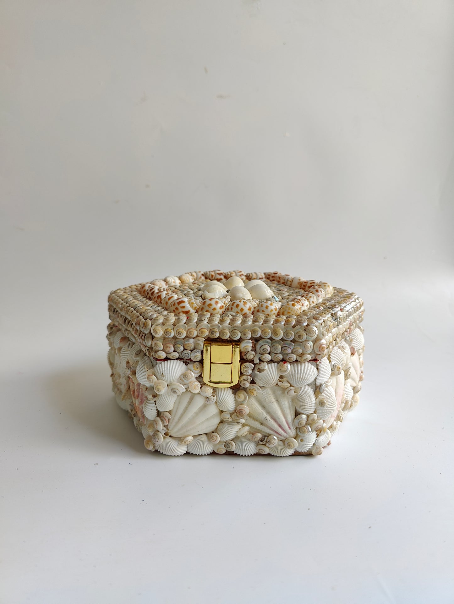 Coastal Charm: Hexagon Shell Trinket Box