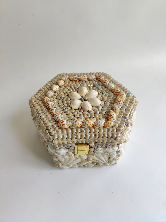 Coastal Charm: Hexagon Shell Trinket Box