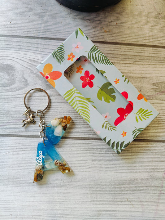 Customised Ocean Resin Alphabet Keychains – Personalized Beach-Inspired Gifts - Shellkrafts